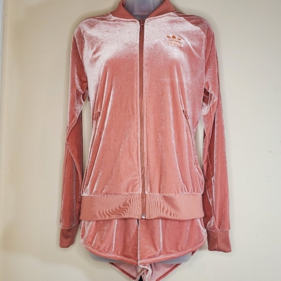 adidas Jackets & Blazers - Adidas Originals Pink Velvet Jacket and Shorts Small